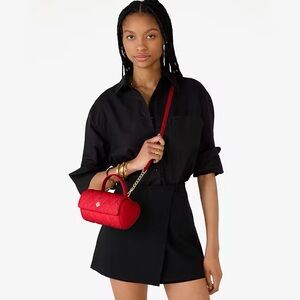 kate spade Quilted Red Mini Barrel Crossbody with Top Handle